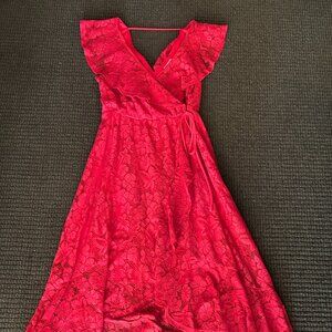 Soprano Red Flower Lace Summer Dress